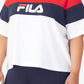 Camiseta Fila Check It Out Cotton Colorblocked Feminina Branca Tamanho 3X