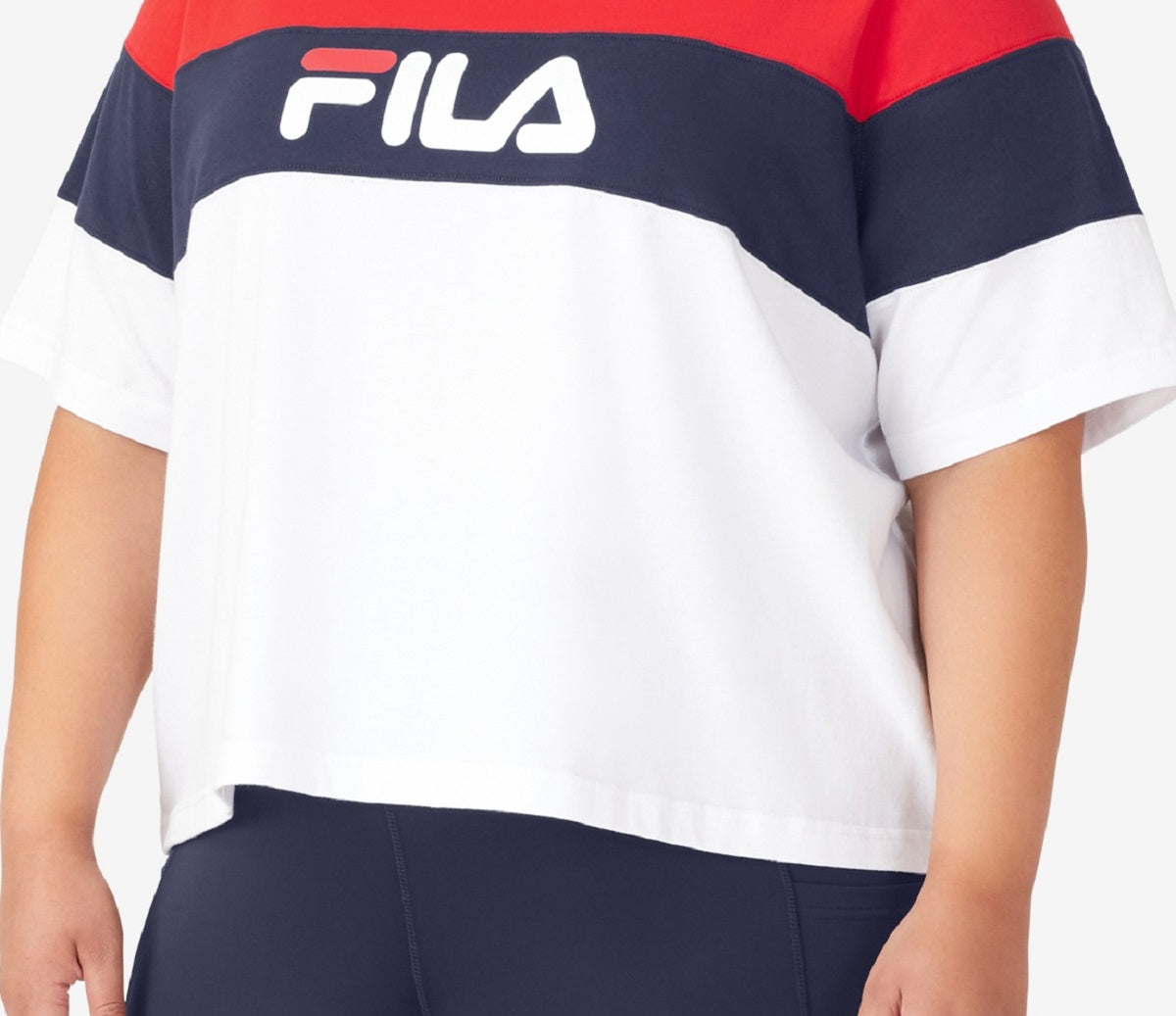 Camiseta Fila Check It Out Cotton Colorblocked Feminina Branca Tamanho 3X