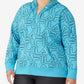 Jaqueta com capuz e zíper frontal estampada Fila feminina, azul, tamanho 3X