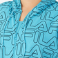 Jaqueta com capuz e zíper frontal estampada Fila feminina, azul, tamanho 3X