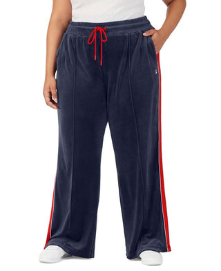 Calça Fila Valery Mid Rise Cordão Velour Azul Tamanho 1X