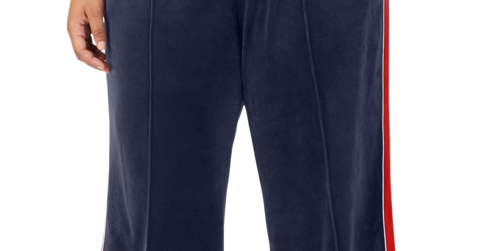 Calça Fila Valery Mid Rise Cordão Velour Azul Tamanho 1X