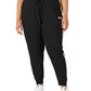 Calça jogger feminina Fila Clover Mid Rise com cordão, preta, tamanho 3X