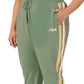 Calça jogger feminina Fila Clover de cintura média com cordão, verde