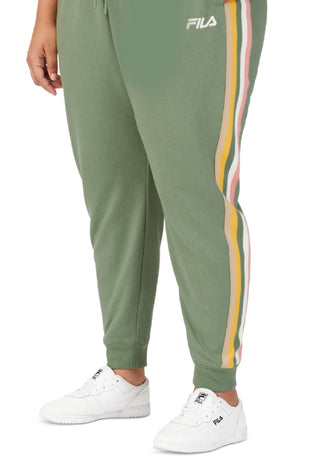 Calça jogger feminina Fila Clover de cintura média com cordão, verde