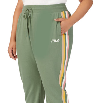 Calça jogger feminina Fila Clover de cintura média com cordão, verde