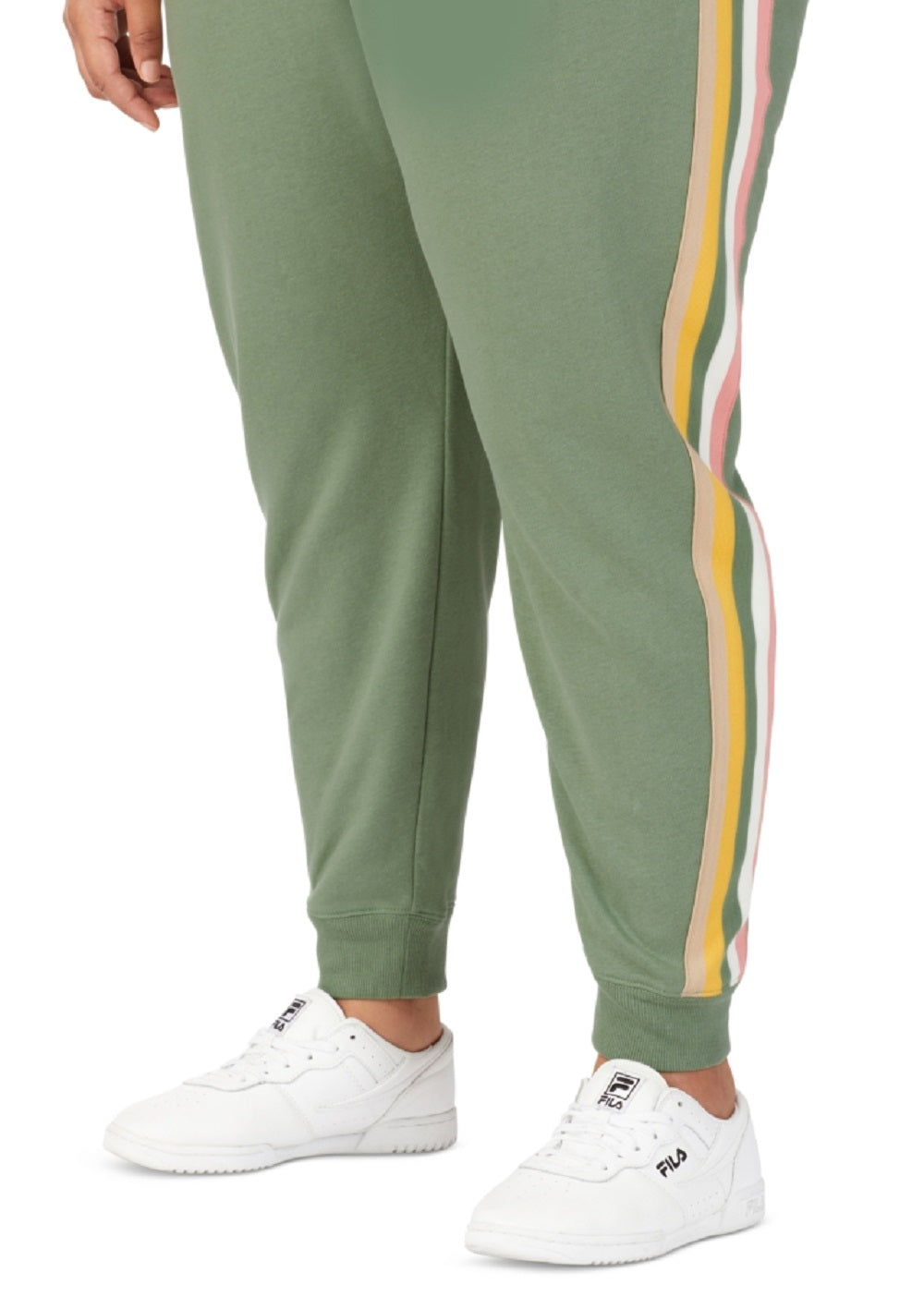 Calça jogger feminina Fila Clover de cintura média com cordão, verde