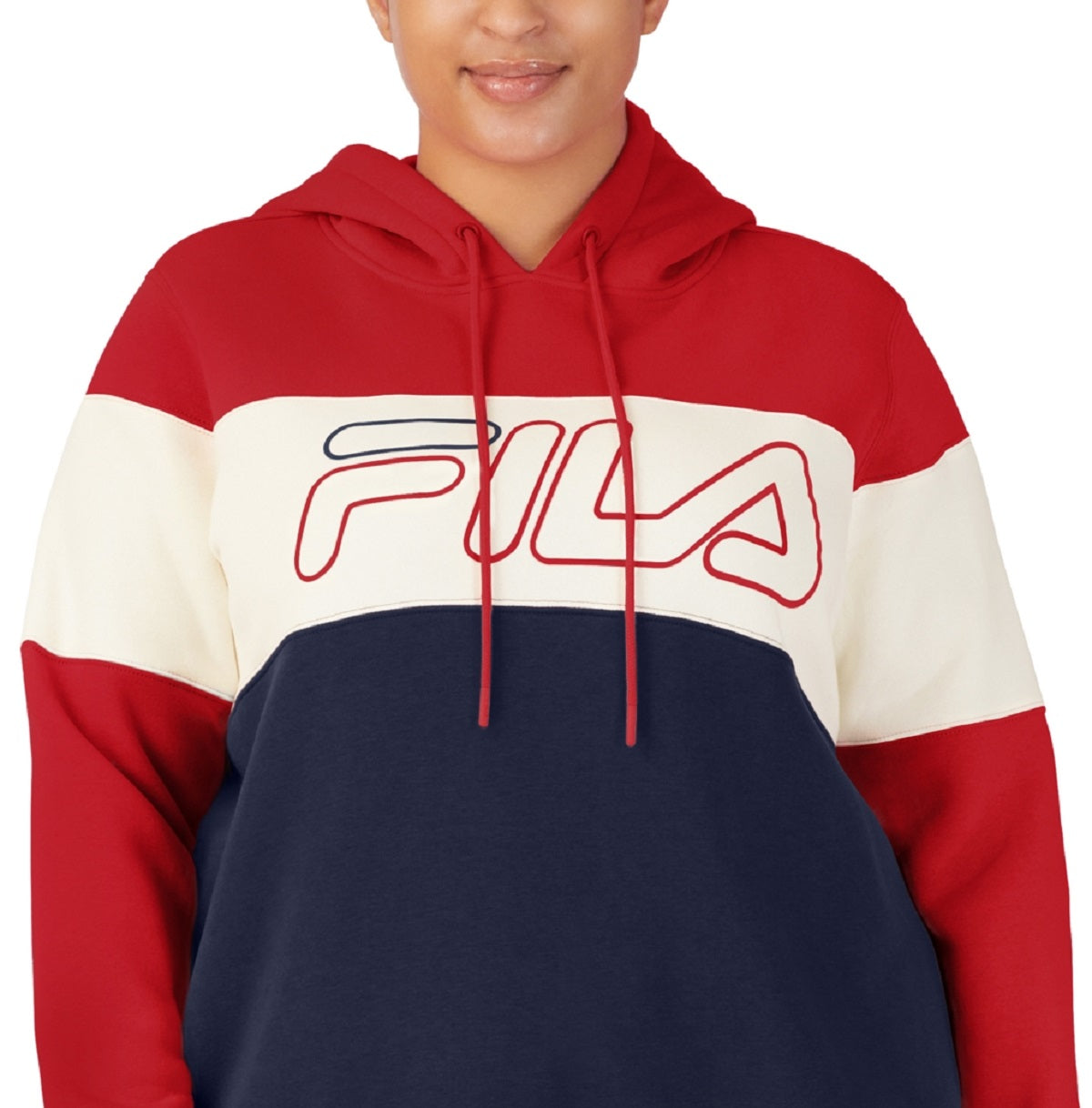 Moletom com capuz feminino Fila Timeless Logo Colorblocked vermelho tamanho 4X