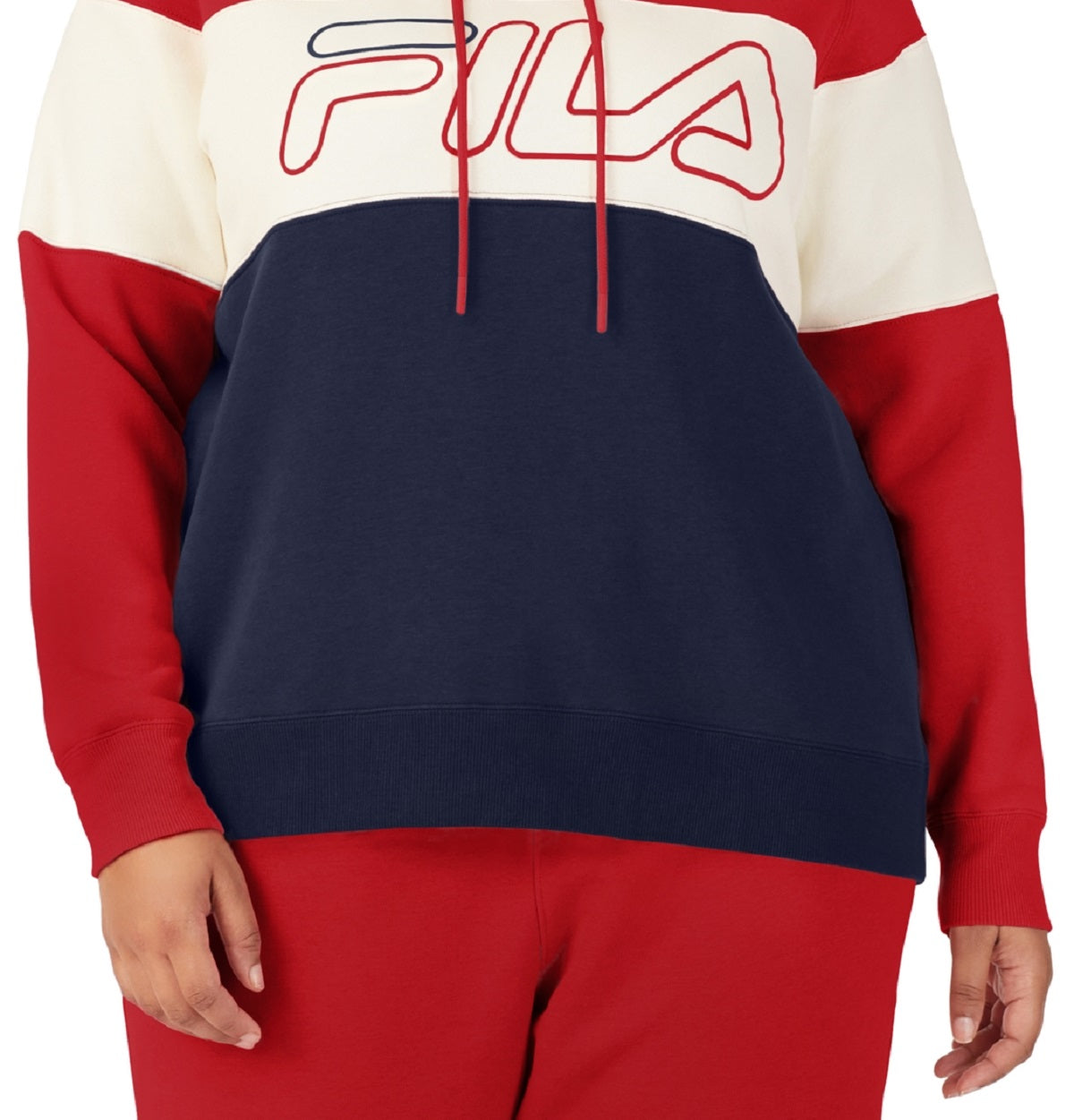 Moletom com capuz feminino Fila Timeless Logo Colorblocked vermelho tamanho 4X