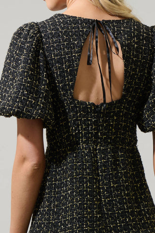 Sugarlips - Vestido curto de tweed com mangas bufantes