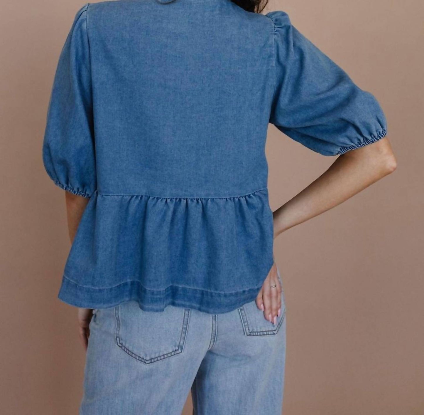 Aaron & Amber - Denim Bow Tie Shirt