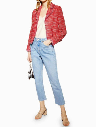 Topshop - Blazer Jersey Bouclé com Frente Aberta
