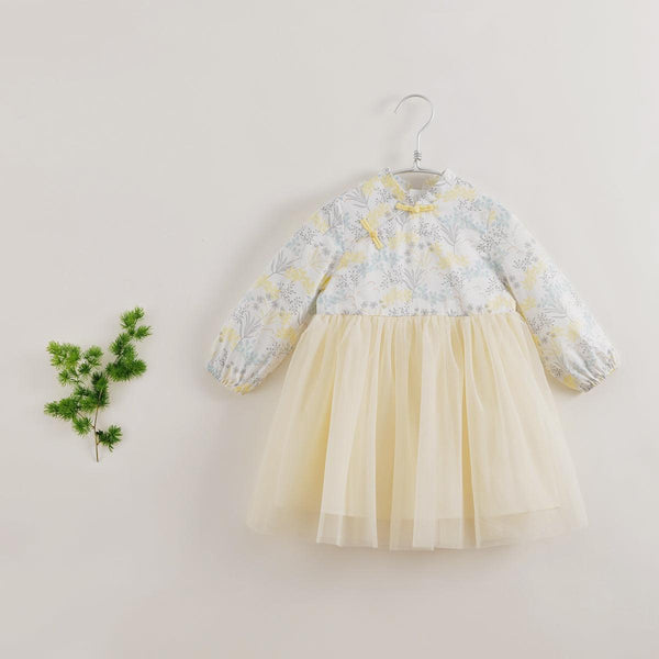 Vestidos Cheongsam de malha estampados para meninas Marc &amp; Janie, tamanho 1-2