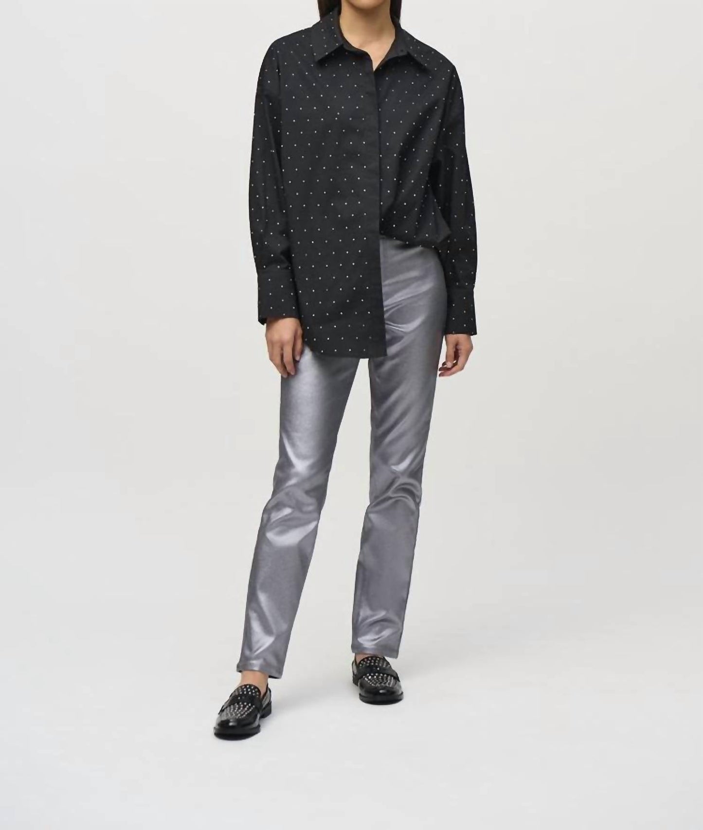 Joseph Ribkoff - Metallic Coated Classic Slim Denim Pants