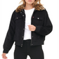 Jaqueta bomber estilo caminhoneiro Levi's feminina com gola de pele sintética e veludo cotelê, preta, tamanho extragrande