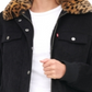 Jaqueta bomber estilo caminhoneiro Levi's feminina com gola de pele sintética e veludo cotelê, preta, tamanho extragrande