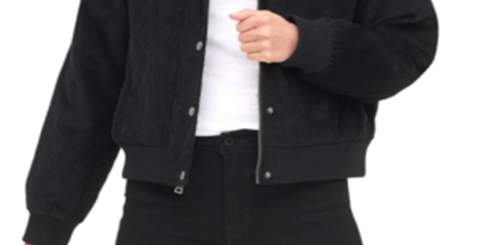 Jaqueta bomber estilo caminhoneiro Levi's feminina com gola de pele sintética e veludo cotelê, preta, tamanho extragrande