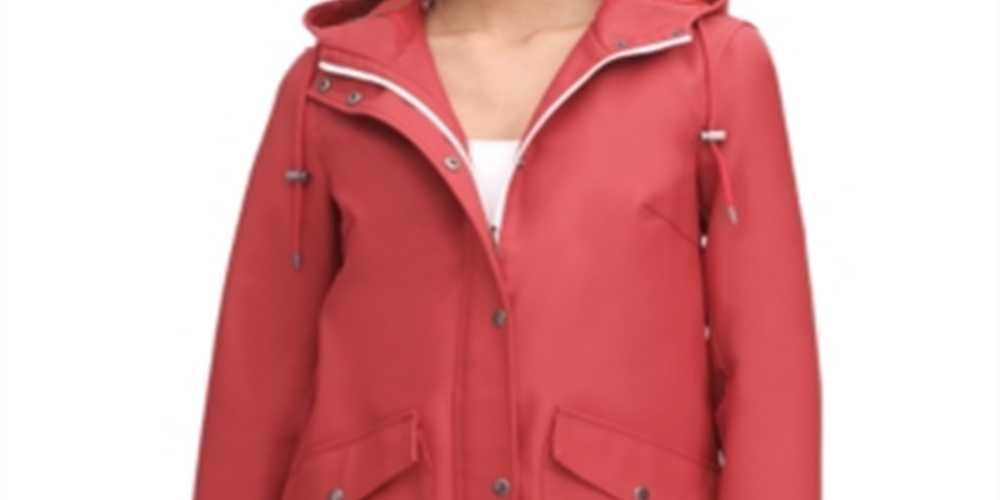 Jaqueta de chuva impermeável feminina Levi's vermelha, tamanho médio