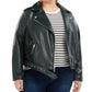 Jaqueta de motociclista Levi's Trendy de couro sintético com cinto, verde, tamanho 2X