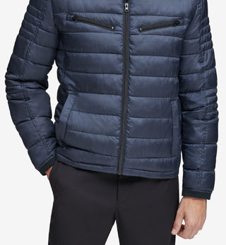 Jaqueta masculina Marc New York Grymes Packable Racer, azul, tamanho pequeno