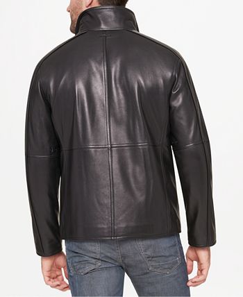 Jaqueta masculina Marc New York Hartz Smooth Lamb com gola alta, preta, tamanho grande