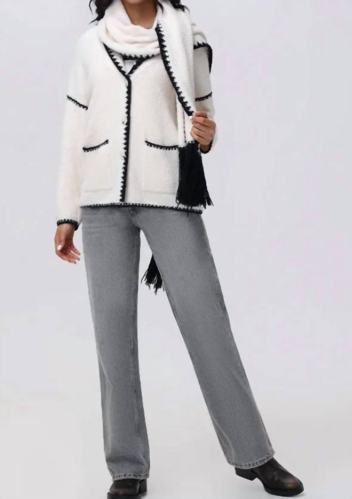 525 America - Tierney Whipstitch Scarf Neckline Cardigan