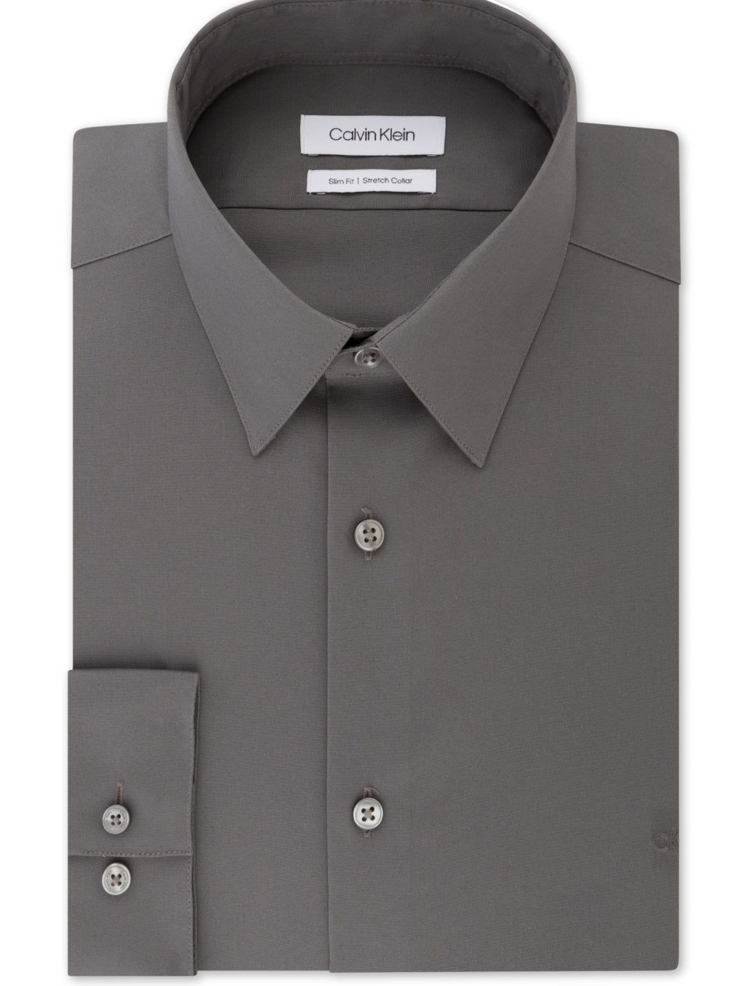 Camisa social masculina Calvin Klein Slim Fit com gola flexível elástica, cinza, tamanho 16,5 x 32 x 33