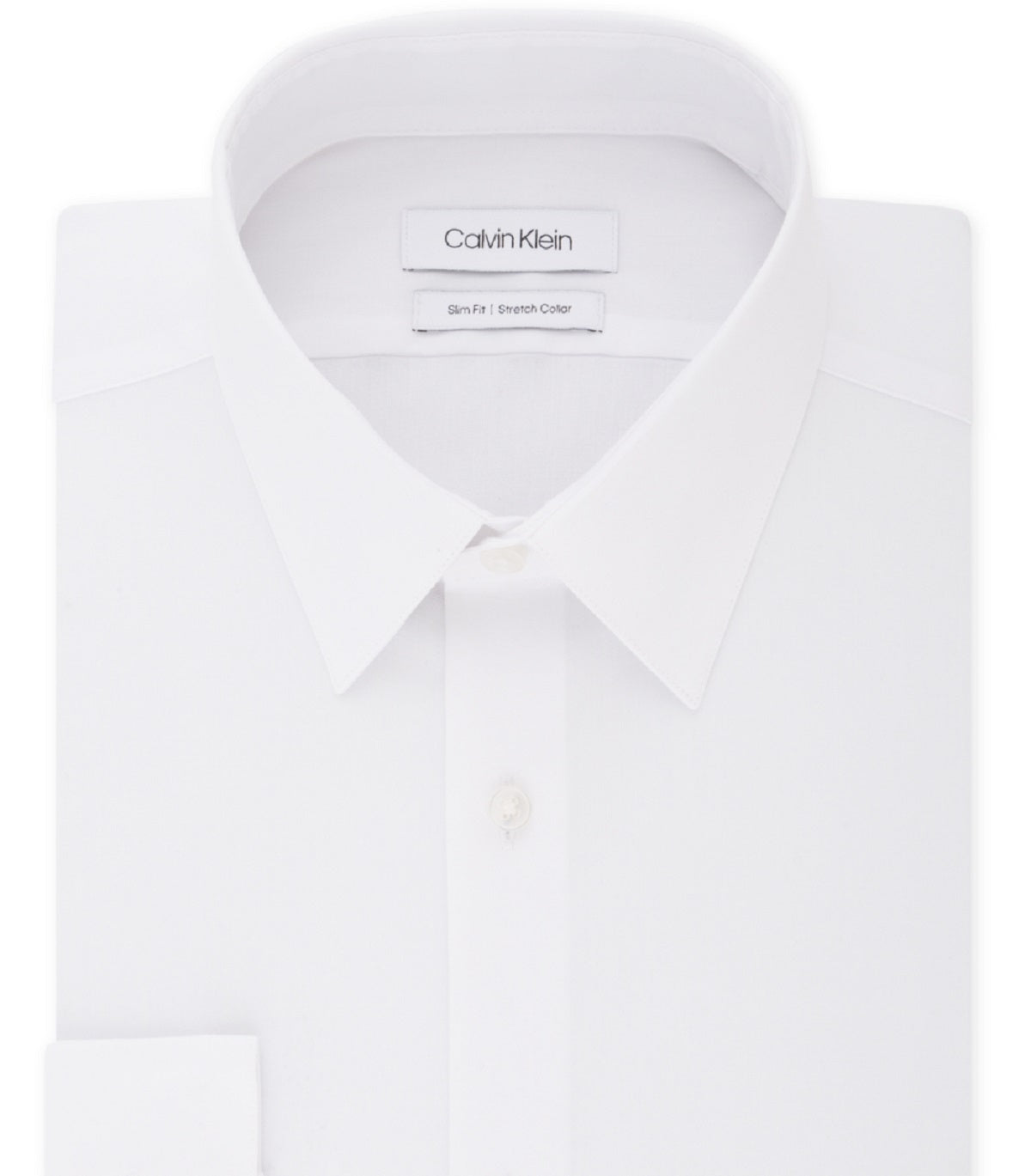 Camisa social masculina Calvin Klein Slim Fit com gola flexível elástica, branca, tamanho 15,5 x 32 x 33