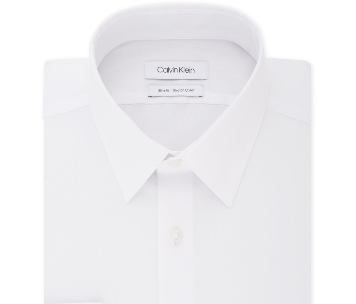 Camisa social masculina Calvin Klein Slim Fit com gola flexível elástica, branca, tamanho 34x35