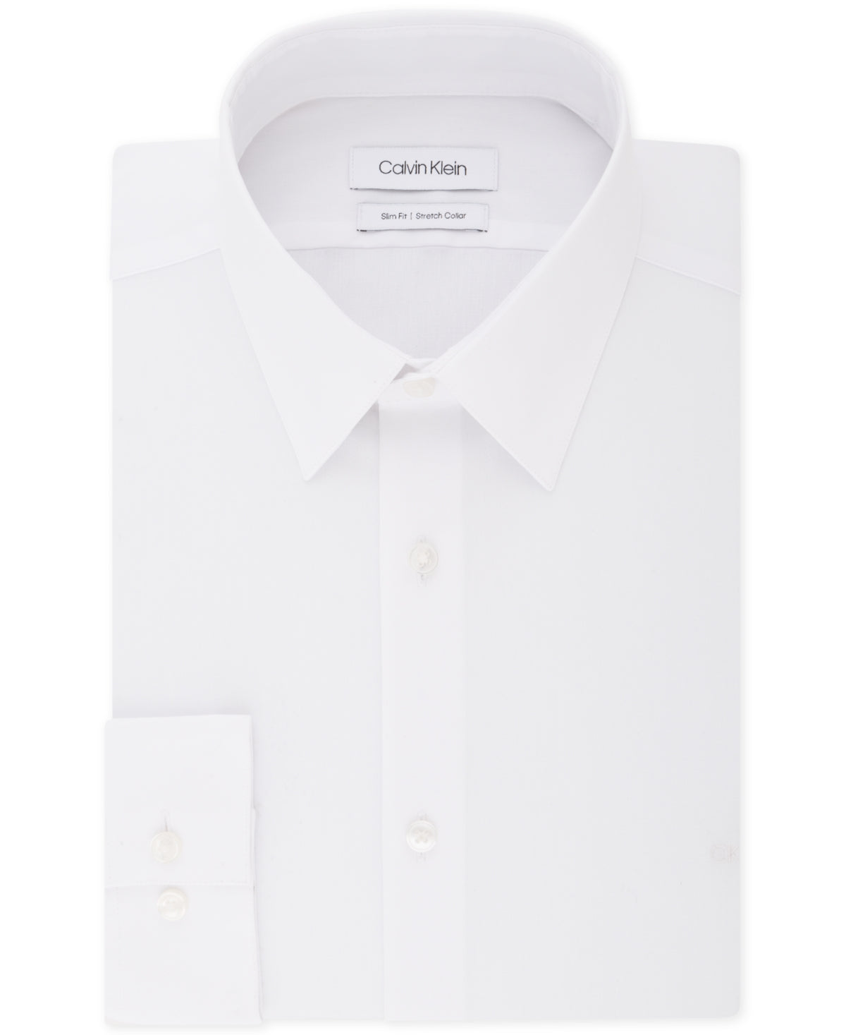 Camisa social masculina Calvin Klein Slim Fit com gola flexível elástica, branca, tamanho 34x35