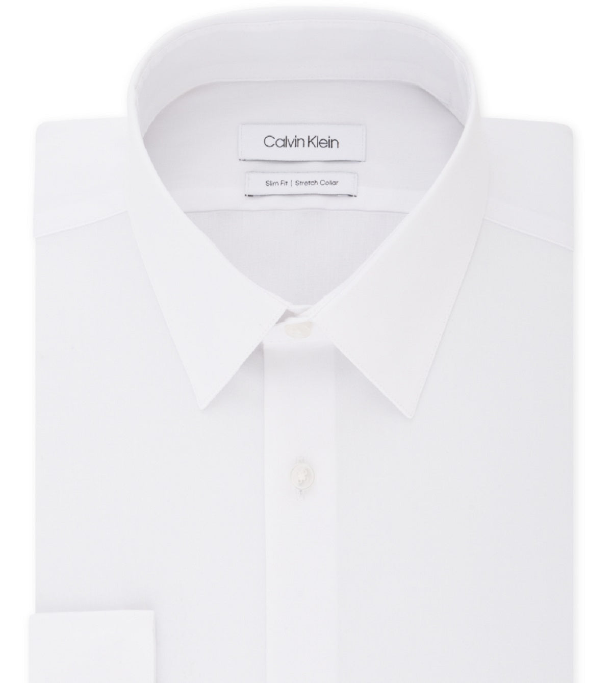 Camisa social masculina Calvin Klein Slim Fit com gola flexível elástica, branca, tamanho 17 x 36 x 37