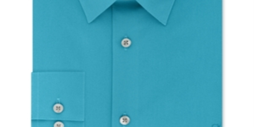 Camisa social masculina Calvin Klein Slim Fit com gola flexível elástica e logotipo sólido, azul, tamanho 16x34-35