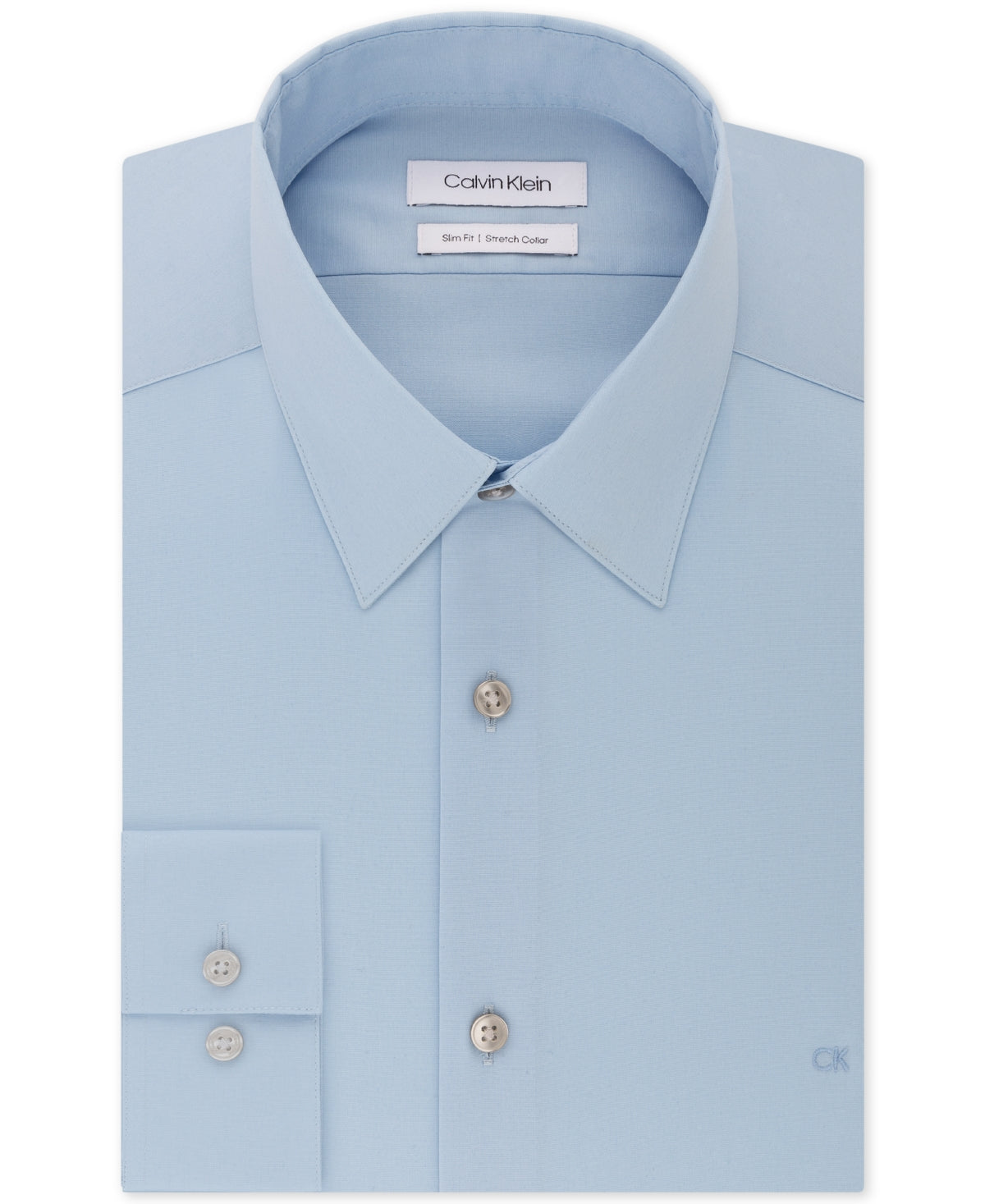 Camisa social masculina Calvin Klein Slim Fit com gola flexível elástica, azul, tamanho 15,5 x 34-35