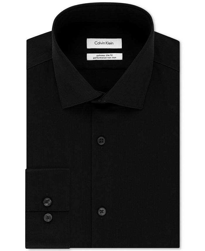 Camisa social Calvin Klein masculina Steel Extra Slim Fit, sem passar roupa, elástica, espinha de peixe, branca, tamanho 15x34-35