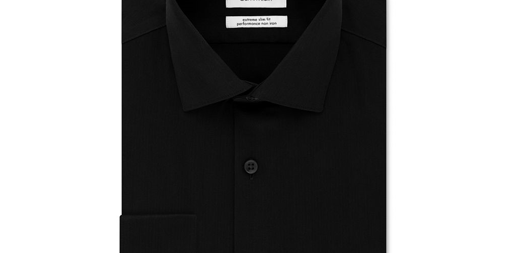 Camisa social Calvin Klein masculina Steel Extra Slim Fit, sem passar roupa, elástica, espinha de peixe, branca, tamanho 15x34-35