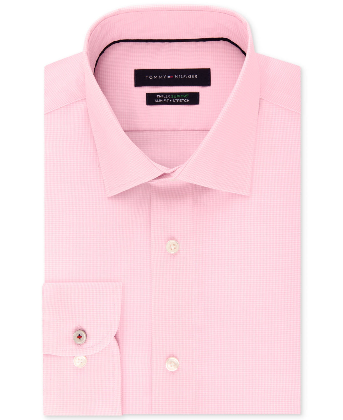 Camisa social masculina Tommy Hilfiger Supima Cotton Slim Fit, não passável, rosa, tamanho 15,5 x 34 x 35