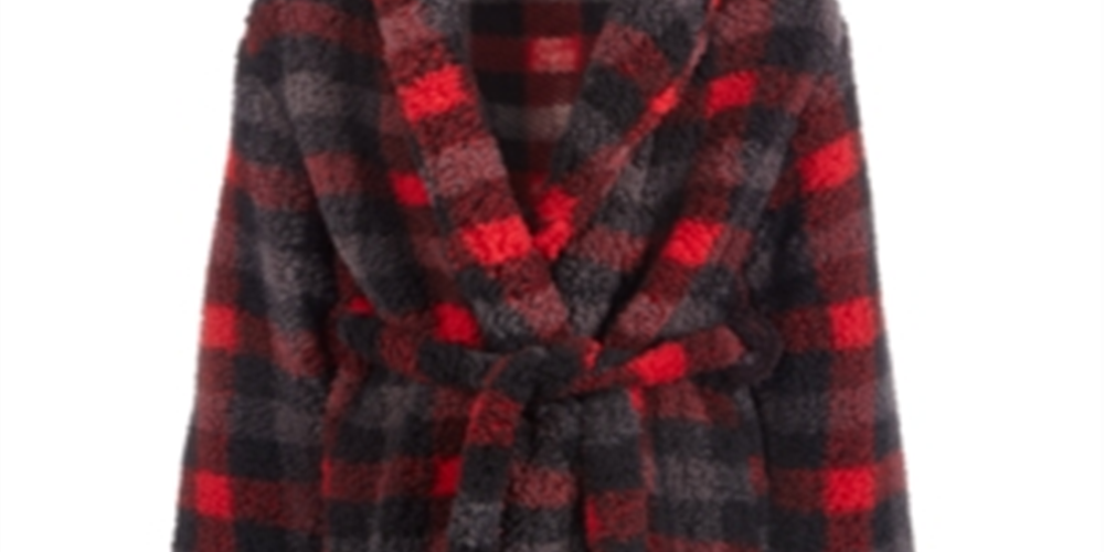 Robe xadrez falso Sherpa Max &amp; Olivia Little &amp; Big Boy's, tamanho X-G, vermelho