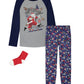 Conjunto de pijama de perna longa Max &amp; Olivia Big Boy, camiseta e calça, 2 peças, com meias, cinza, tamanho médio