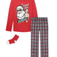 Conjunto de pijama longo com camiseta e calça para meninos Max &amp; Olivia, 2 peças, com meias, vermelho, tamanho pequeno