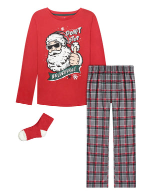 Max & Olivia Little Boy's Long Pajama T-shirt and Pants 2 Piece Set with Socks Red Size Small