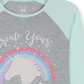Conjunto de 2 peças de camisola de manga comprida com máscara de dormir para meninas Max &amp; Olivia, cinza, tamanho pequeno