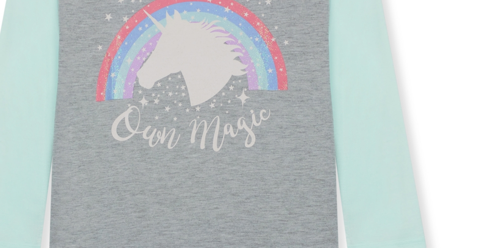 Conjunto de 2 peças de camisola de manga comprida com máscara de dormir para meninas Max &amp; Olivia, cinza, tamanho pequeno