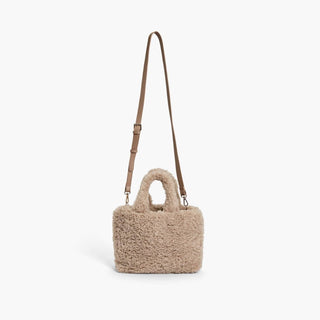 Like Dreams - Bolsa de ombro quadrada feminina Sherpa de pele sintética demi
