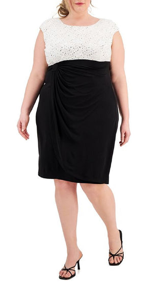 Connected Women's Colorblocked Lace Sheath Dress Black Size 18W