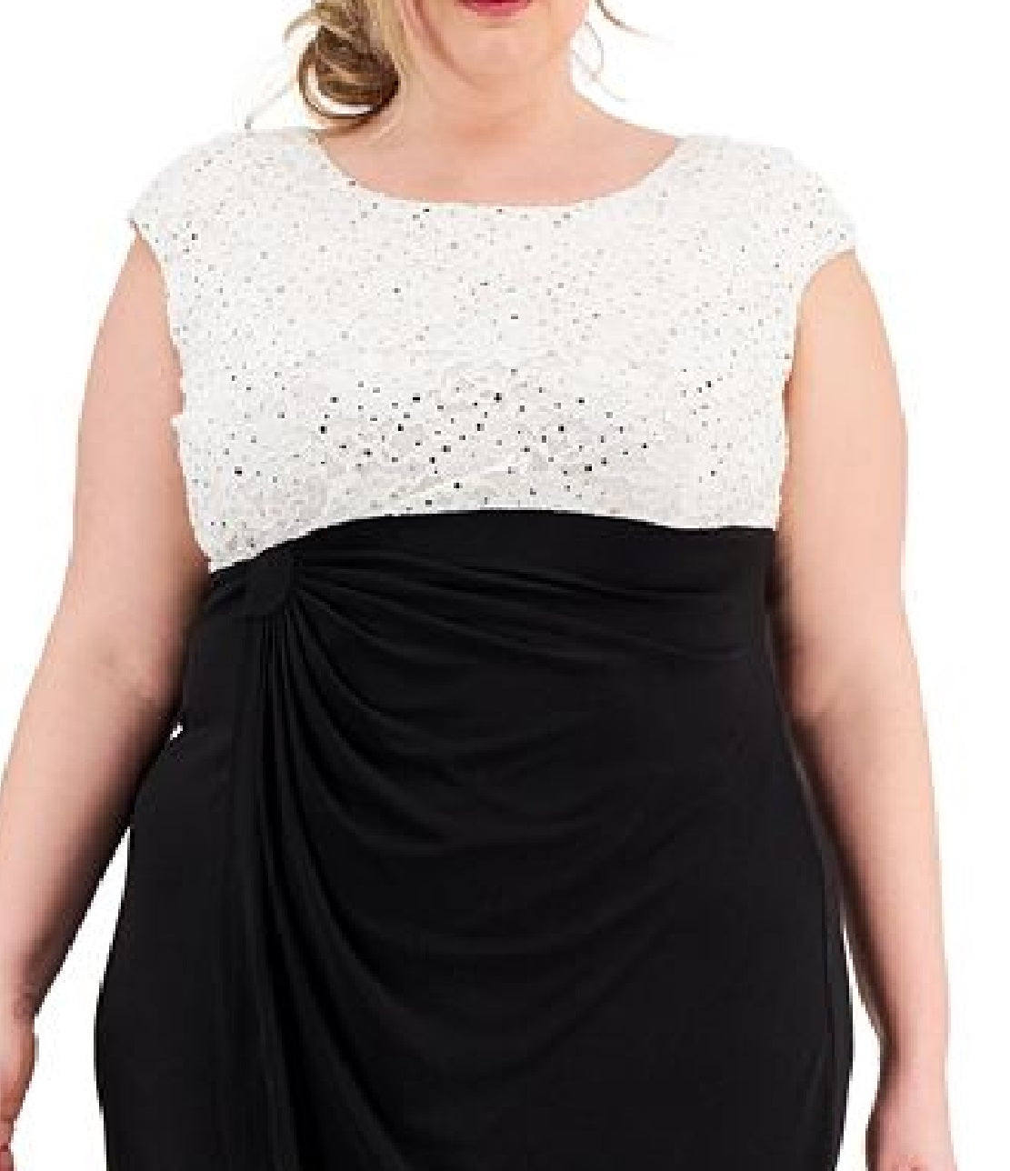 Vestido tubinho de renda com blocos de cores da Connected Women, preto, tamanho 18W