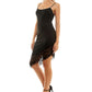 Vestido de festa e coquetel assimétrico com acabamento em renda Next Up para mulheres, preto, tamanho 4