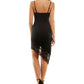 Vestido feminino com bainha assimétrica de renda NEXT UP, preto, tamanho 11