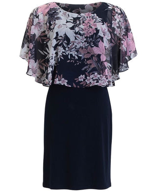 Vestido de chiffon com estampa floral feminino Connected, rosa, tamanho 8