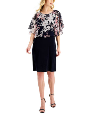 Vestido de chiffon com estampa floral feminino Connected, rosa, tamanho 8