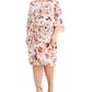 Vestido feminino Connected com cintura franzida e manga 3/4, marrom, tamanho 18W